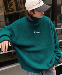 KANGOL/カンゴール 別注 ロゴ刺繍 オーバーサイズ アゼアミ ダルマスリーブ タートルネックニット
