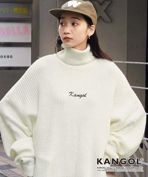 KANGOL(カンゴール)の「KANGOL/カンゴール 別注 ロゴ刺繍 オーバーサイズ アゼアミ ダルマスリーブ タートルネックニット(ニット/セーター・メンズ・オフホワイト/ベージュ/ブラック/ベージュ系その他2/グレイッシュベージュ/ブラウン系その他/イエロー/グリーン/ブルー/カーキ/ネイビー・FREE)」の20枚目の写真