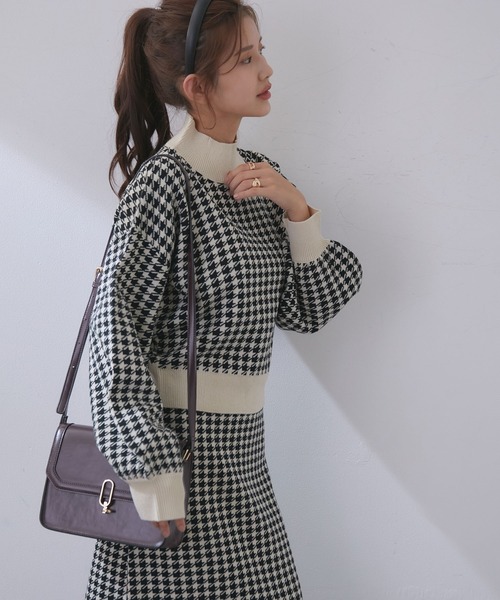 vis-`a-vis（ビサビ）の「【WEB限定】レトロ千鳥柄ジャガード！モック