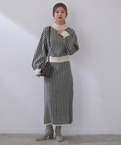 vis-`a-vis（ビサビ）の「【WEB限定】レトロ千鳥柄ジャガード！モック