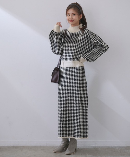 vis-`a-vis（ビサビ）の「【WEB限定】レトロ千鳥柄ジャガード！モック