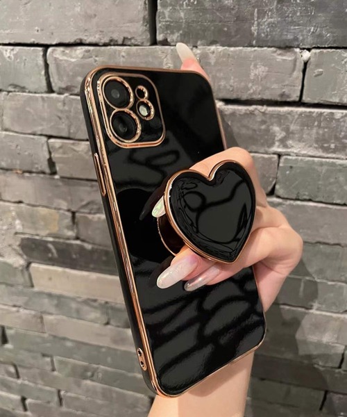 shopnikoniko(ショップニコニコ)の「iPhoneケース スマホケース iPhone17ケース メッキフレーム ハートグリップ付き iPhone 13 14 15 16(スマホケース/カバー・レディース・ブラック系その他/ブラック・iPhone 7/8/SE(第2/第3世代)/iPhone 11/iPhone 11 Pro/iPhone 12/iPhone 12 Pro/iPhone 12 Pro Max/iPhone XS/X/iPhone XR/iPhone 13 Pro/iPhone 13/iPhone 13 mini/iPhone 14 Pro/iPhone 14/iPhone 14 Plus/iPhone 14 Pro Max/iPhone 13 Pro Max/iPhone 15/iPhone 15 Pro/iPhone 15 Plus/iPhone 15 Pro Max/iPhone 16/iPhone 16 Pro/iPhone 16 Pro Max/iPhone 17 Pro Max/iPhone 17 Pro/iPhone 17)」の2枚目の写真