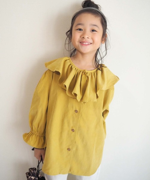 CIAOPANIC TYPY（チャオパニックティピー）の「【KIDS】ピーチ起毛ボリュームブラウス（シャツ/ブラウス・キッズ・アイボリー/チャコールグレー/イエロー・LARGE/XX-LARGE/SMALL/MEDIUM/X-LARGE）」の3枚目の写真