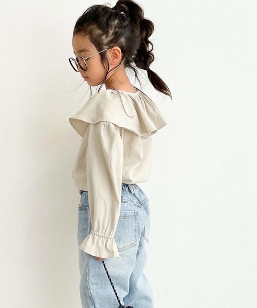 CIAOPANIC TYPY（チャオパニックティピー）の「【KIDS】ピーチ起毛ボリュームブラウス（シャツ/ブラウス・キッズ・アイボリー/チャコールグレー/イエロー・LARGE/XX-LARGE/SMALL/MEDIUM/X-LARGE）」の2枚目の写真