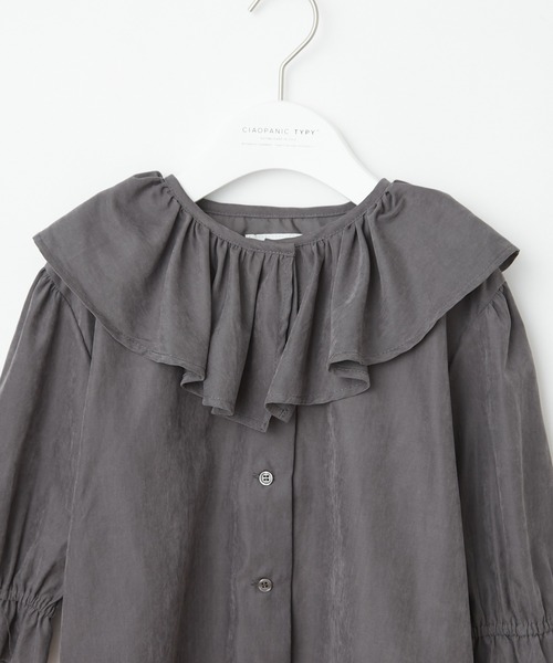 CIAOPANIC TYPY（チャオパニックティピー）の「【KIDS】ピーチ起毛ボリュームブラウス（シャツ/ブラウス・キッズ・アイボリー/チャコールグレー/イエロー・LARGE/XX-LARGE/SMALL/MEDIUM/X-LARGE）」の7枚目の写真