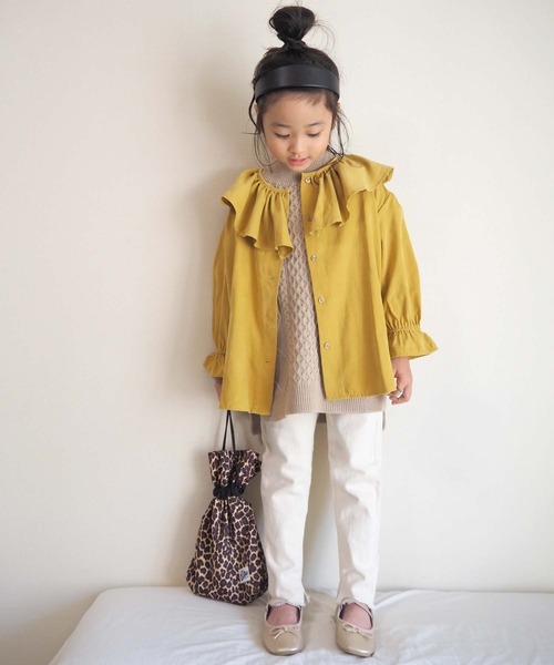 CIAOPANIC TYPY（チャオパニックティピー）の「【KIDS】ピーチ起毛ボリュームブラウス（シャツ/ブラウス・キッズ・アイボリー/チャコールグレー/イエロー・LARGE/XX-LARGE/SMALL/MEDIUM/X-LARGE）」の19枚目の写真