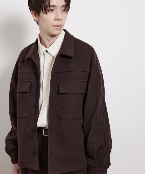 JUNRED(ジュンレッド)の「【セットアップ対応】エアリーストレッチフラノワンサイドラグランCPOブルゾン(ブルゾン・メンズ・チャコールグレー/ダークブラウン/ブラウン/ベージュ系その他・S/M/L)」の3枚目の写真
