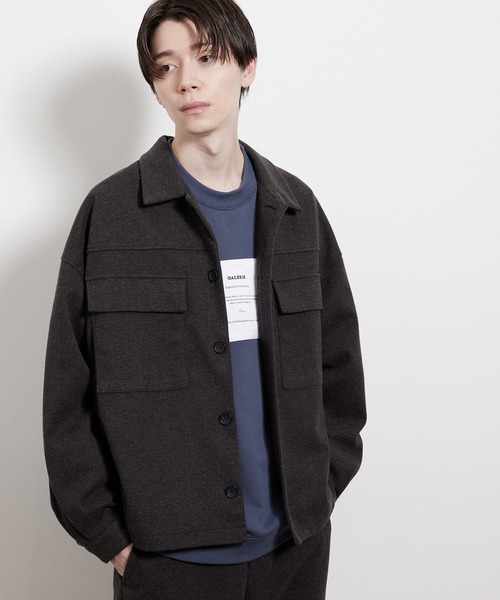 JUNRED(ジュンレッド)の「【セットアップ対応】エアリーストレッチフラノワンサイドラグランCPOブルゾン(ブルゾン・メンズ・チャコールグレー/ダークブラウン/ブラウン/ベージュ系その他・S/M/L)」の2枚目の写真