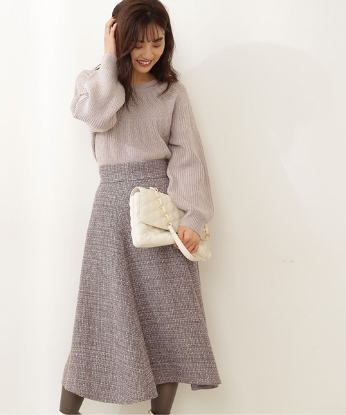 PROPORTION BODY DRESSING（プロポーションボディドレッシング）の「【美人百花11月号 掲載商品】ツイードフレアースカート / 1211220102（スカート・レディース・ピンク/グレー/ブラック/ブルー/グレー系その他/ブラック系その他/ピンク系その他・SMALL/MEDIUM）」の4枚目の写真