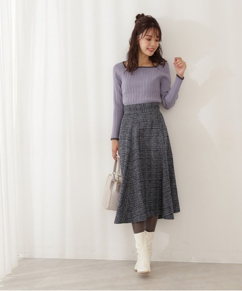 PROPORTION BODY DRESSING（プロポーションボディドレッシング）の「【美人百花11月号 掲載商品】ツイードフレアースカート / 1211220102（スカート・レディース・ピンク/グレー/ブラック/ブルー/グレー系その他/ブラック系その他/ピンク系その他・SMALL/MEDIUM）」の6枚目の写真