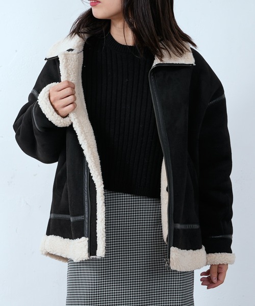 CIAOPANIC（チャオパニック）の「フェイクムートンB-3ブルゾン（ブルゾン・レディース・ブラック/キャメル・FREE）」の15枚目の写真