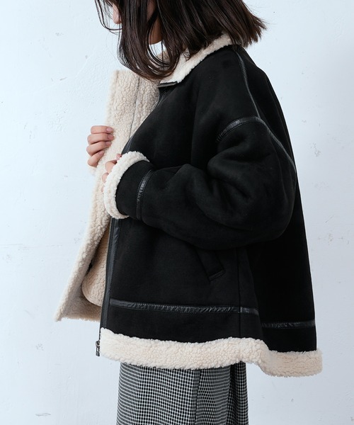 CIAOPANIC（チャオパニック）の「フェイクムートンB-3ブルゾン（ブルゾン・レディース・ブラック/キャメル・FREE）」の19枚目の写真