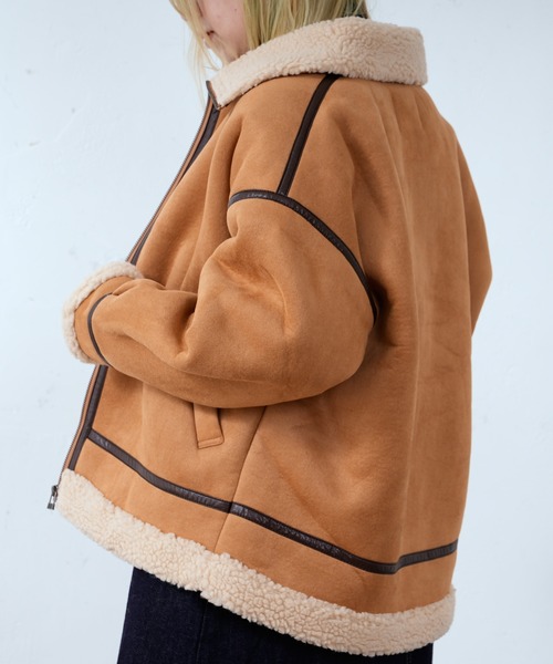 CIAOPANIC（チャオパニック）の「フェイクムートンB-3ブルゾン（ブルゾン・レディース・ブラック/キャメル・FREE）」の3枚目の写真