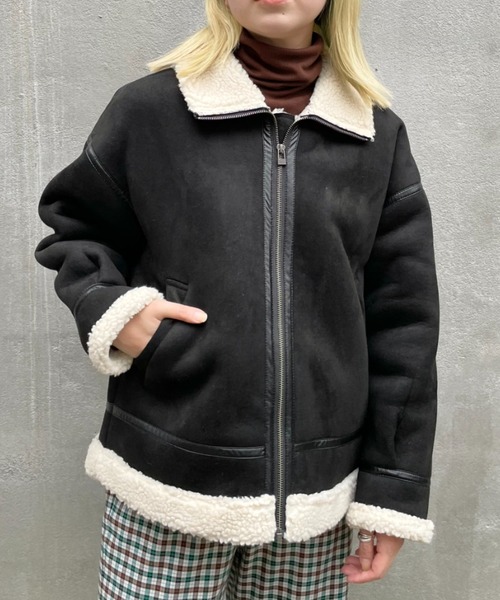 CIAOPANIC（チャオパニック）の「フェイクムートンB-3ブルゾン（ブルゾン・レディース・ブラック/キャメル・FREE）」の14枚目の写真