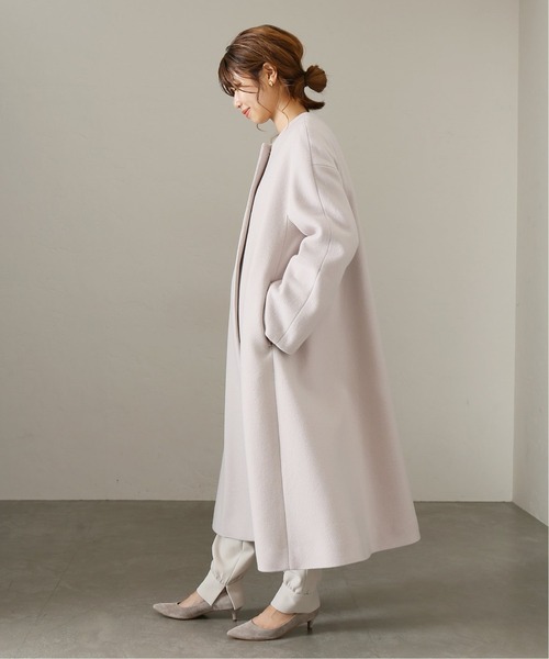La TOTALITE（ラトータリテ）の「ウールモッサフレアマキシコート◆（ノーカラーコート・レディース・ナチュラル/ピンク/サックスブルー・FREE）」の10枚目の写真