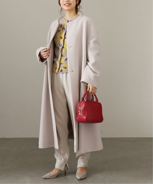 La TOTALITE（ラトータリテ）の「ウールモッサフレアマキシコート◆（ノーカラーコート・レディース・ナチュラル/ピンク/サックスブルー・FREE）」の22枚目の写真