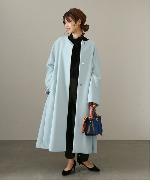 La TOTALITE（ラトータリテ）の「ウールモッサフレアマキシコート◆（ノーカラーコート・レディース・ナチュラル/ピンク/サックスブルー・FREE）」の11枚目の写真