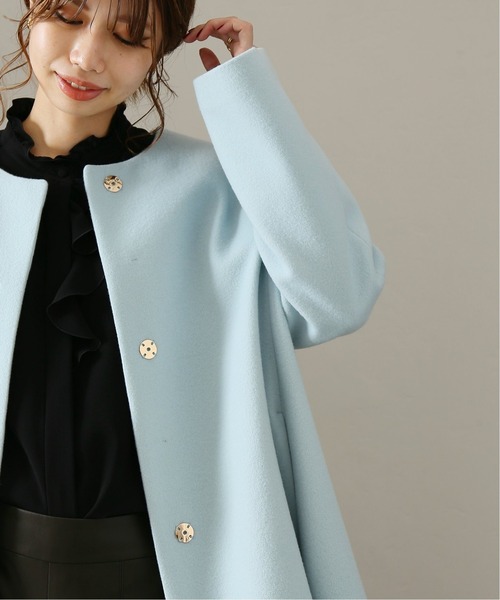 La TOTALITE（ラトータリテ）の「ウールモッサフレアマキシコート◆（ノーカラーコート・レディース・ナチュラル/ピンク/サックスブルー・FREE）」の18枚目の写真