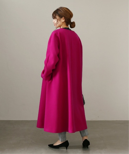 La TOTALITE（ラトータリテ）の「ウールモッサフレアマキシコート◆（ノーカラーコート・レディース・ナチュラル/ピンク/サックスブルー・FREE）」の6枚目の写真