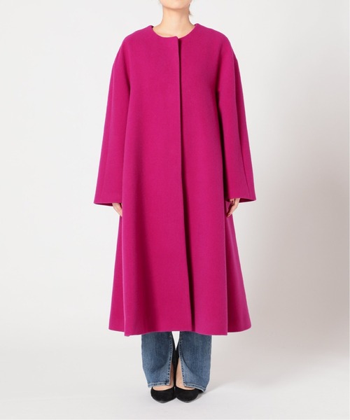 La TOTALITE（ラトータリテ）の「ウールモッサフレアマキシコート◆（ノーカラーコート・レディース・ナチュラル/ピンク/サックスブルー・FREE）」の7枚目の写真