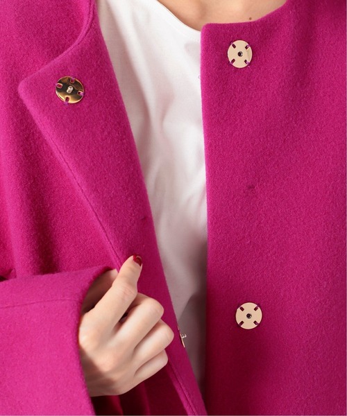 La TOTALITE（ラトータリテ）の「ウールモッサフレアマキシコート◆（ノーカラーコート・レディース・ナチュラル/ピンク/サックスブルー・FREE）」の8枚目の写真