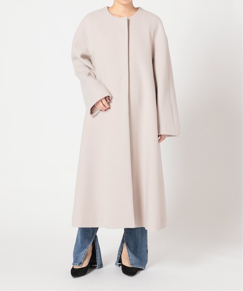 La TOTALITE（ラトータリテ）の「ウールモッサフレアマキシコート◆（ノーカラーコート・レディース・ナチュラル/ピンク/サックスブルー・FREE）」の15枚目の写真