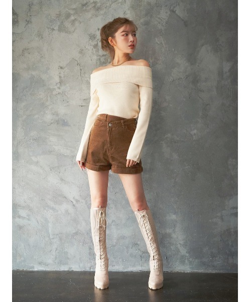Darich(ダーリッチ)の「コーデュロイショートパンツ(その他パンツ・レディース・ブラック/アイボリー/モカ・S/M)」の4枚目の写真
