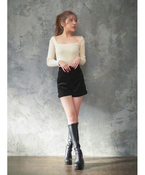 Darich(ダーリッチ)の「コーデュロイショートパンツ(その他パンツ・レディース・ブラック/アイボリー/モカ・S/M)」の6枚目の写真
