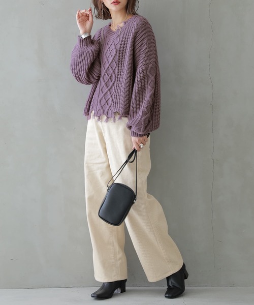 osharewalker（オシャレウォーカー）の「【廃盤】『ダメージデザインショートニット』（ニット/セーター・レディース・ブラック/マスタード/パープル・FREE）」の11枚目の写真