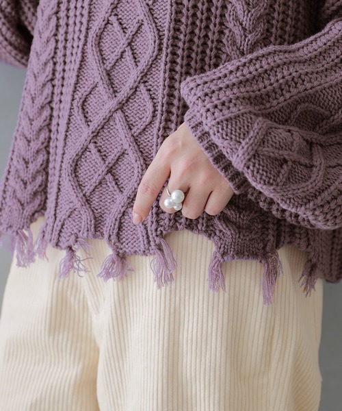 osharewalker（オシャレウォーカー）の「【廃盤】『ダメージデザインショートニット』（ニット/セーター・レディース・ブラック/マスタード/パープル・FREE）」の15枚目の写真