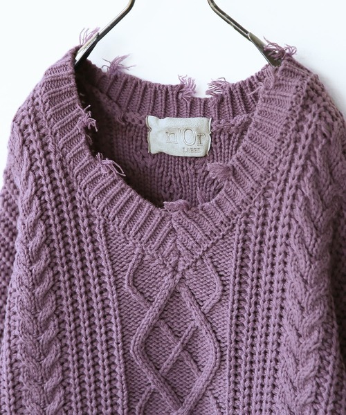 osharewalker（オシャレウォーカー）の「【廃盤】『ダメージデザインショートニット』（ニット/セーター・レディース・ブラック/マスタード/パープル・FREE）」の21枚目の写真