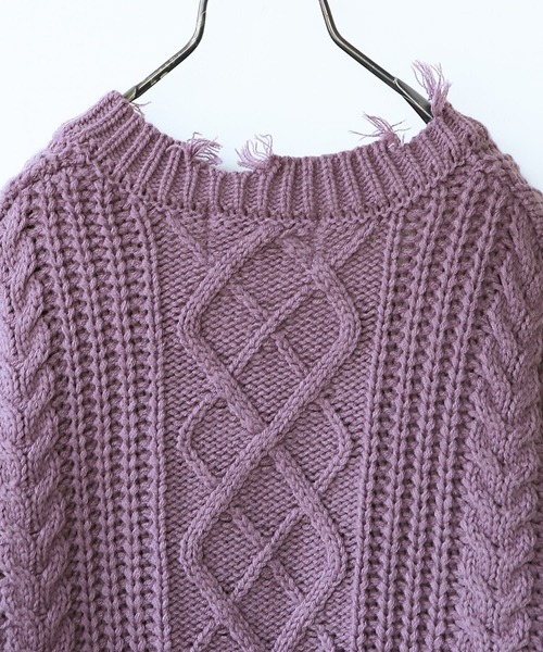 osharewalker（オシャレウォーカー）の「【廃盤】『ダメージデザインショートニット』（ニット/セーター・レディース・ブラック/マスタード/パープル・FREE）」の22枚目の写真