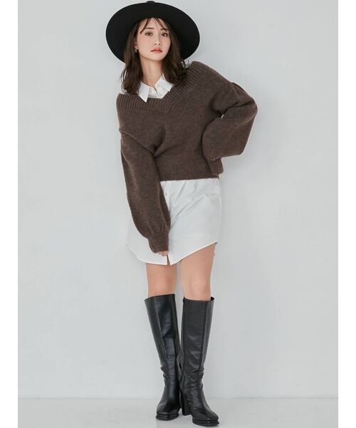 RESEXXY（リゼクシー）の「ベーシックシャツミニワンピース（シャツワンピース・レディース・ブラック/ベージュ/オフホワイト/ピンク/ブルー・FREE）」の16枚目の写真