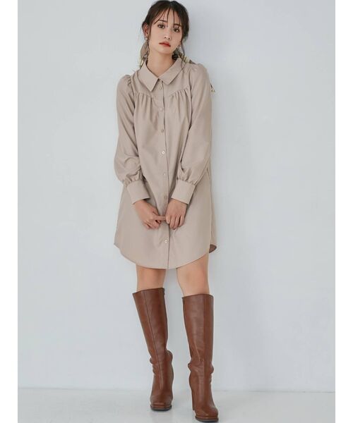 RESEXXY（リゼクシー）の「ベーシックシャツミニワンピース（シャツワンピース・レディース・ブラック/ベージュ/オフホワイト/ピンク/ブルー・FREE）」の20枚目の写真