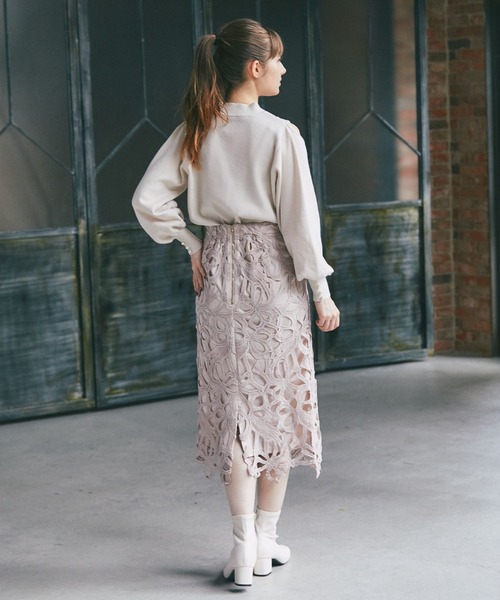 tocco closet（トッコ　クローゼット）の「リボンレースタイトスカート（スカート・レディース・ブラック/ピンク系その他/グレイッシュベージュ・M）」の13枚目の写真