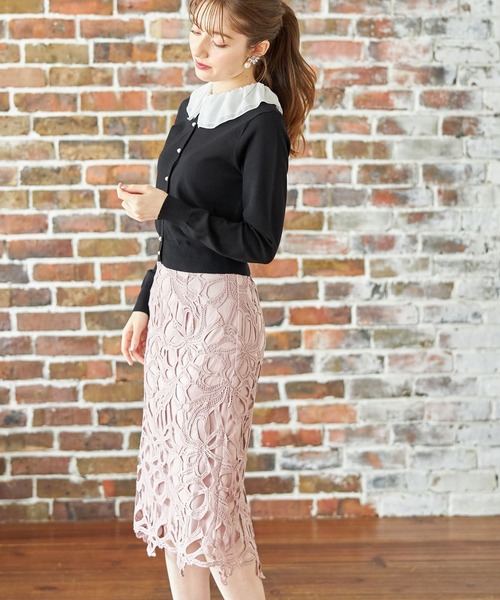 tocco closet（トッコ　クローゼット）の「リボンレースタイトスカート（スカート・レディース・ブラック/ピンク系その他/グレイッシュベージュ・M）」の18枚目の写真