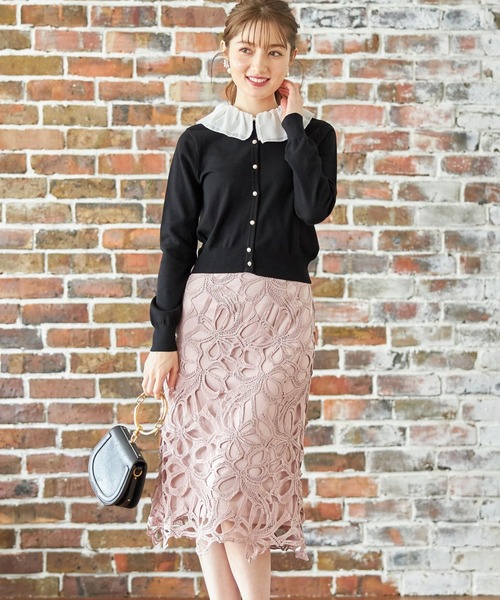 tocco closet（トッコ　クローゼット）の「リボンレースタイトスカート（スカート・レディース・ブラック/ピンク系その他/グレイッシュベージュ・M）」の17枚目の写真