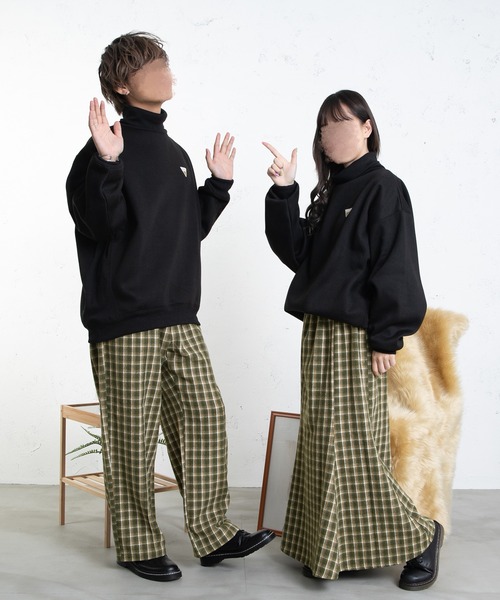 PairPair(ペアペア)の「チェックイージーパンツ(ユニセックス)(その他パンツ・レディース・ブラック/グリーン・MEDIUM/LARGE)」の9枚目の写真
