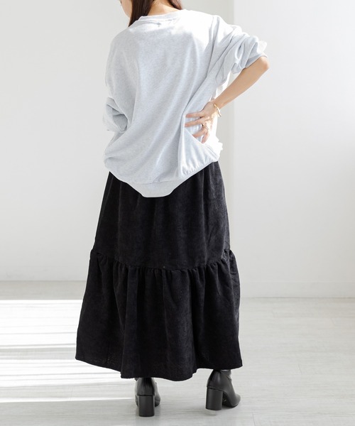 セール】【ロング丈/中厚手】大人っぽ コーデュロイ ティアード フレア