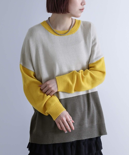 n'OrLABEL（ノアールレーベル）の「【廃盤】『絶妙配色デザインニット』（ニット/セーター・レディース・ピンク/ラベンダー/グレイッシュブルー/グレー/ブラック・FREE）」の15枚目の写真