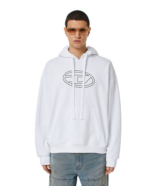 DIESEL（ディーゼル）の「メンズ スウェット パーカー リラックスフィット（パーカー・メンズ・ホワイト/ブラック・XX-LARGE/X-LARGE/LARGE/MEDIUM/X-SMALL/SMALL）」の9枚目の写真