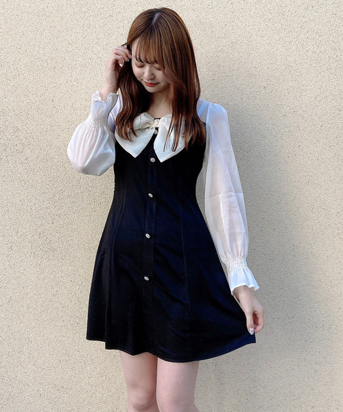 Crea titty&Co. PETIT(クレアティティーアンドコープチ)の「【Crea titty&Co.PETIT】ビックリボンシアースリーブワンピース(ワンピース・レディース・ブラック・FREE)」の2枚目の写真