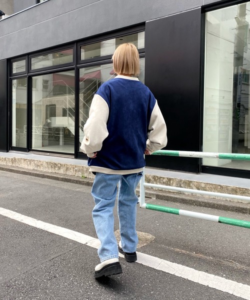 WHO'S WHO gallery(フーズフーギャラリー)の「スウェードポンチバイカラージップカーデ(カーディガン/ボレロ・レディース・サンドベージュ/ネイビー/サックスブルー・FREE)」の13枚目の写真