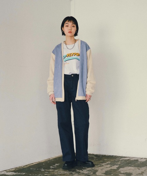 WHO'S WHO gallery(フーズフーギャラリー)の「スウェードポンチバイカラージップカーデ(カーディガン/ボレロ・レディース・サンドベージュ/ネイビー/サックスブルー・FREE)」の21枚目の写真