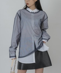 【FLW MADE/UNISEX】ポイントカラーシースルーロングTシャツ