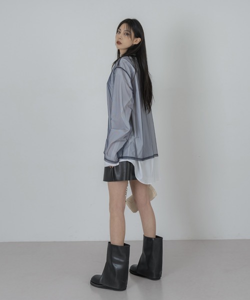 FOLLOWIN（フォロウィン）の「【FLW MADE/UNISEX】ポイントカラーシースルーロングＴシャツ（Tシャツ/カットソー・レディース・ブラック/ブラウン/グレー/レッド/ライム/ブルー/グリーン/アイボリー・FREE）」の16枚目の写真