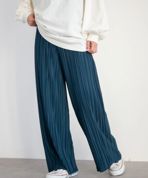 Green　Parks（グリーンパークス）の「・novem9 ランダムプリーツパンツ（その他パンツ・レディース・ブラック/モカ/イエロー/ブルー/チャコールグレー/グリーン・FREE）」の5枚目の写真