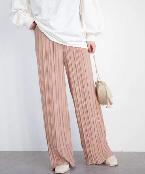 Green　Parks（グリーンパークス）の「・novem9 ランダムプリーツパンツ（その他パンツ・レディース・ブラック/モカ/イエロー/ブルー/チャコールグレー/グリーン・FREE）」の3枚目の写真