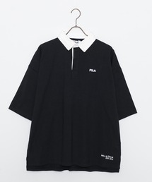 FILA（フィラ）の「FILA/フィラ ワンポイント ブランド ロゴ刺繍 厚盛りラバープリント ドロップショルダー ボタンダウン 半袖 ラガーシャツ（ポロシャツ・メンズ）」
