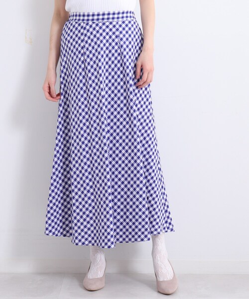 SHOO・LA・RUE(シューラルー)の「◆バイアスギンガムチェックスカート(スカート・レディース・ベージュ系その他2/ブラック系1/ブルー系1・00)」の4枚目の写真